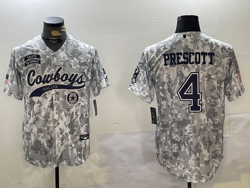 Men Dallas Cowboys 4 Prescott Nike Arctic Camo 2024 Salute to Service Limited NFL Jersey style 3